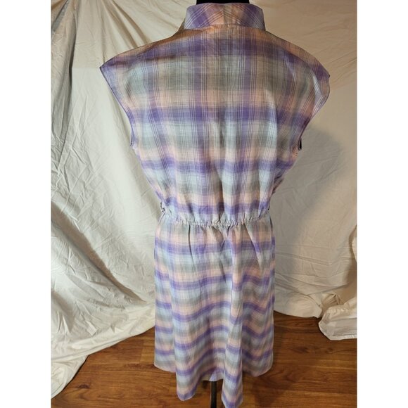 Vintage Miss Joni Pastel Plaid Size 14 70s Dress - Picture 5 of 6